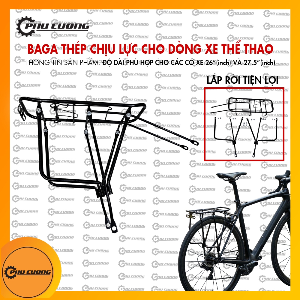Baga thép chịu lực (chân tháo rời tiện lợi) cho xe đạp bánh 26inch - 27.5inch
