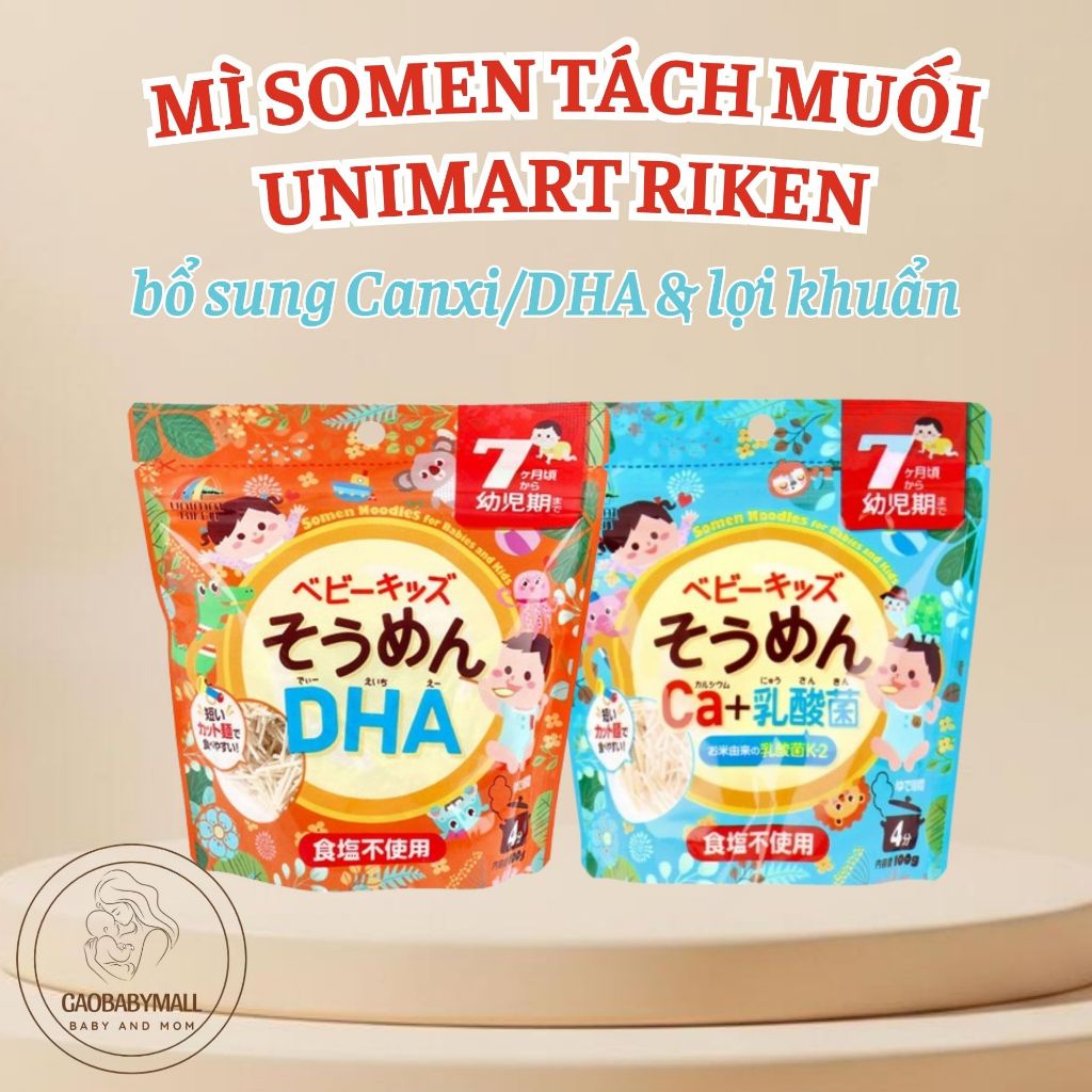 Mì Somen Tách Muối Unimat Riken Bổ Sung DHA/Canxi & Lợi Khuẩn - Cho Bé Từ 7 Tháng Tuổi