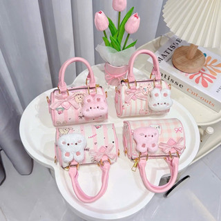 Túi Trống Mini Vải Đính Nơ Kèm Charm Thỏ Cute Dễ Thương Cho Bé Gái TX464