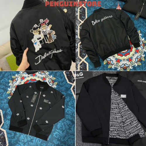 Áo Khoác Bomber D&G Hàng Cao Cấp 2 Lớp Vương Miện Thêu-Áo Gió D&G Siêu Cấp Bo Gân