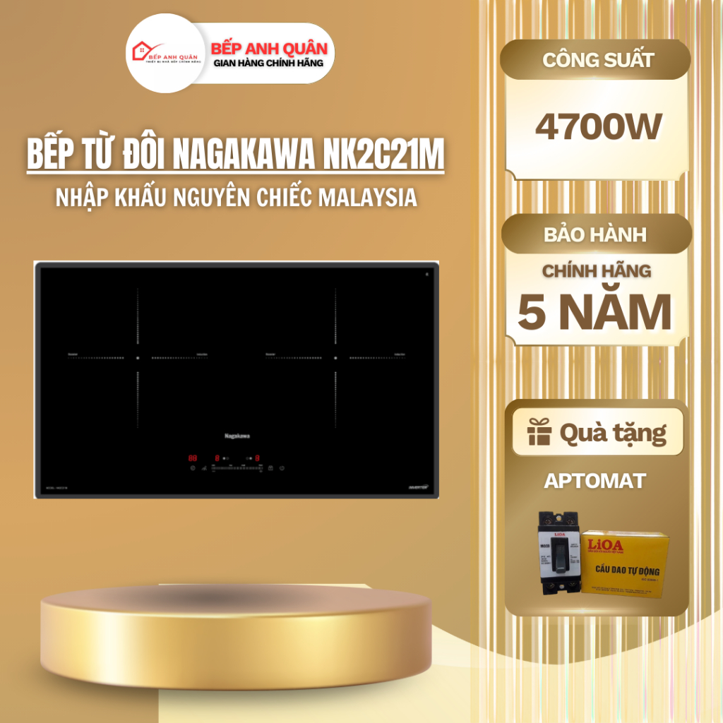 Bếp đôi điện từ Nagakawa UltraSlim NK2C21M | Bếp từ đôi nhập khẩu Malaysia | BH 5 năm tại nhà