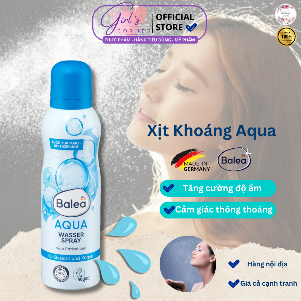 Bộ kem dưỡng ẩm Balea Aqua, lăn dưỡng mắt, Xịt Khoáng … Balea Aqua – [Đức] [Khuyến mại]