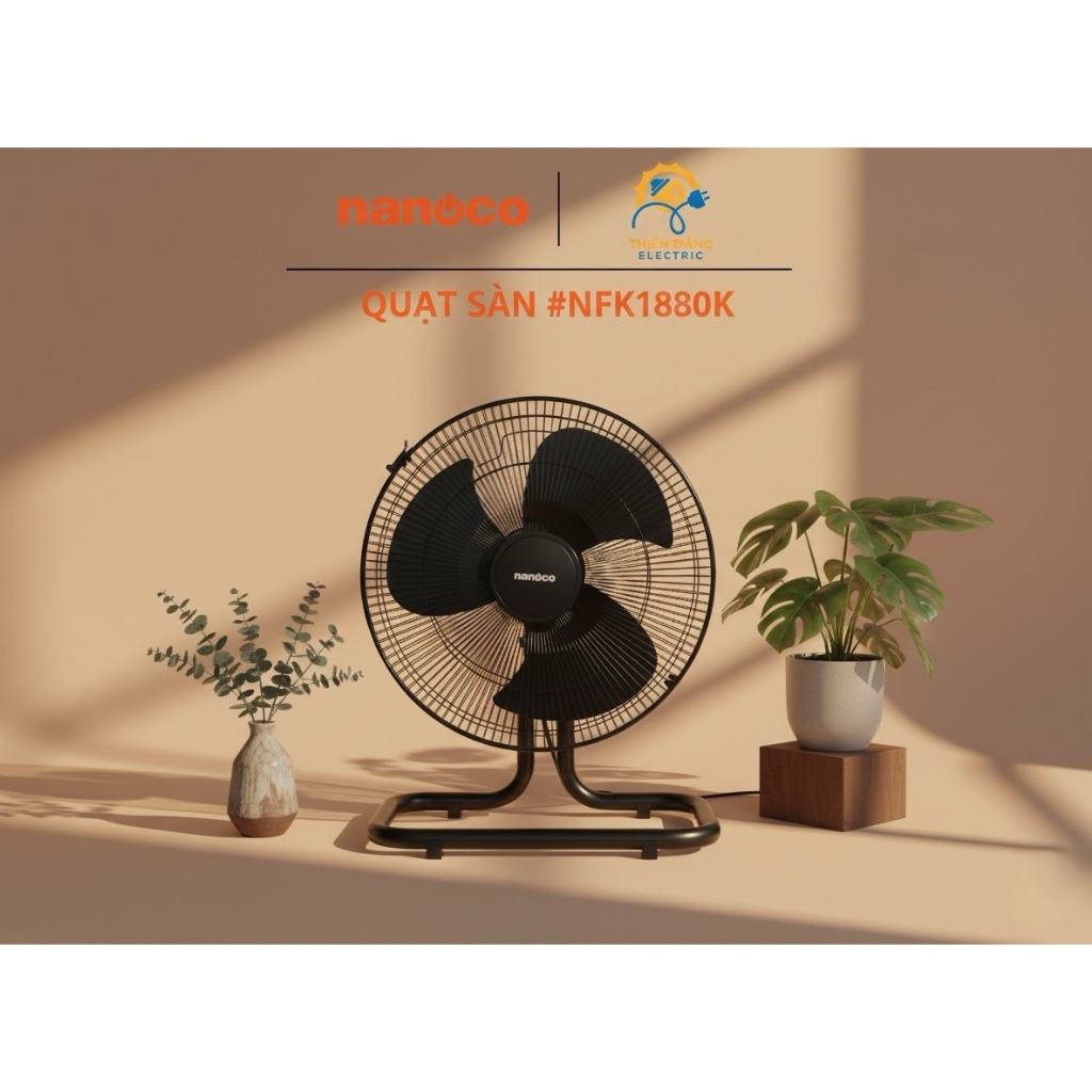 QUẠT SÀN 65W - NKF1880K MÀU ĐEN NANOCO