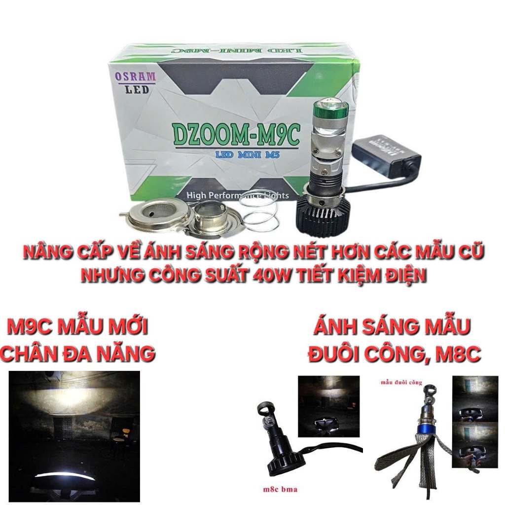 Đèn Pha Bi Cầu M9C DZOOM-R02 - 45W Siêu Sáng, Cos Siêu Rộng, Pha Gom Chiếu Xa Lên Tới 200m Lắp Xe Má