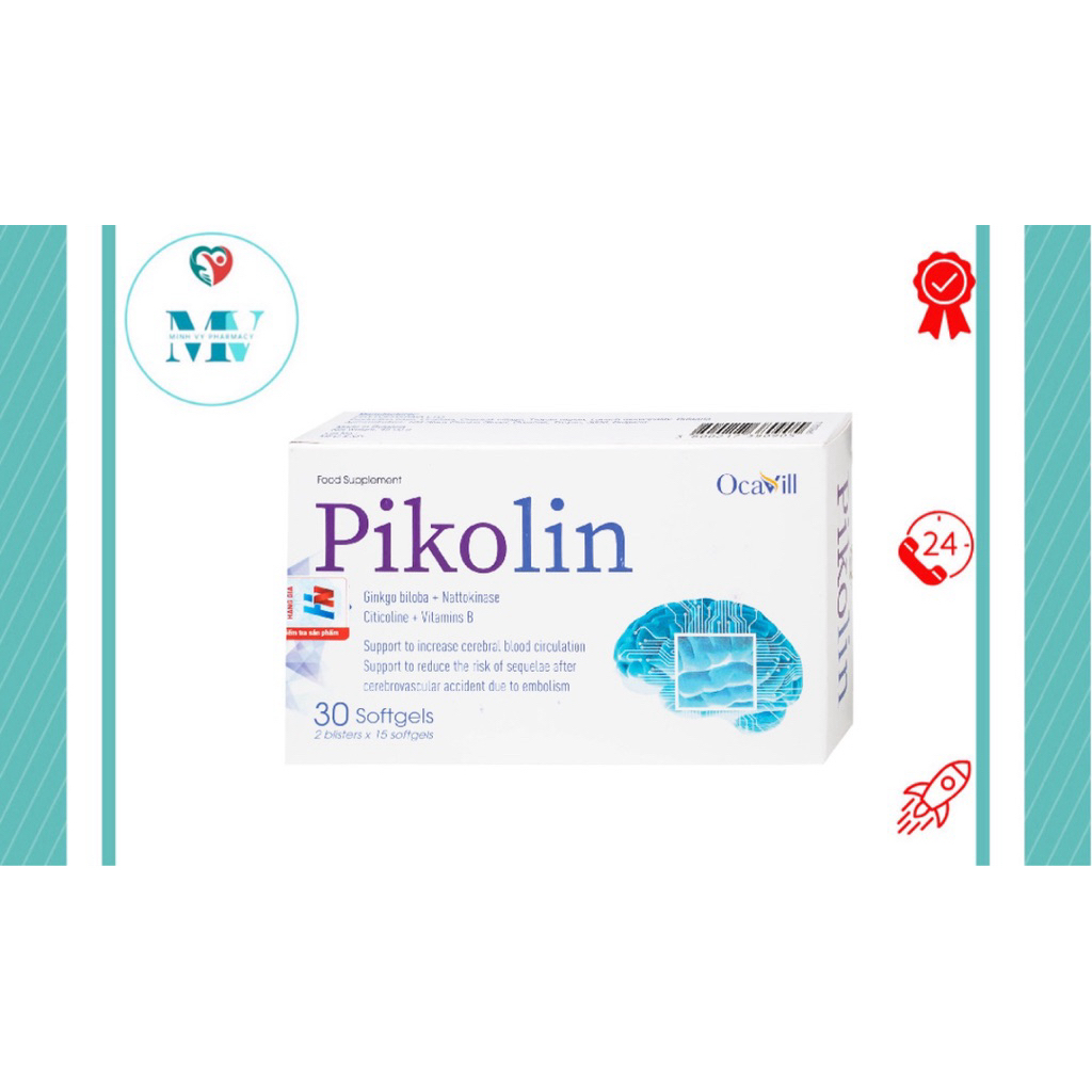 Pikolin OCavill - Hỗ troẹ tăng tuần hoàn máu não, giảm hình thành cục máu đông(2vỉ x 15 viên)