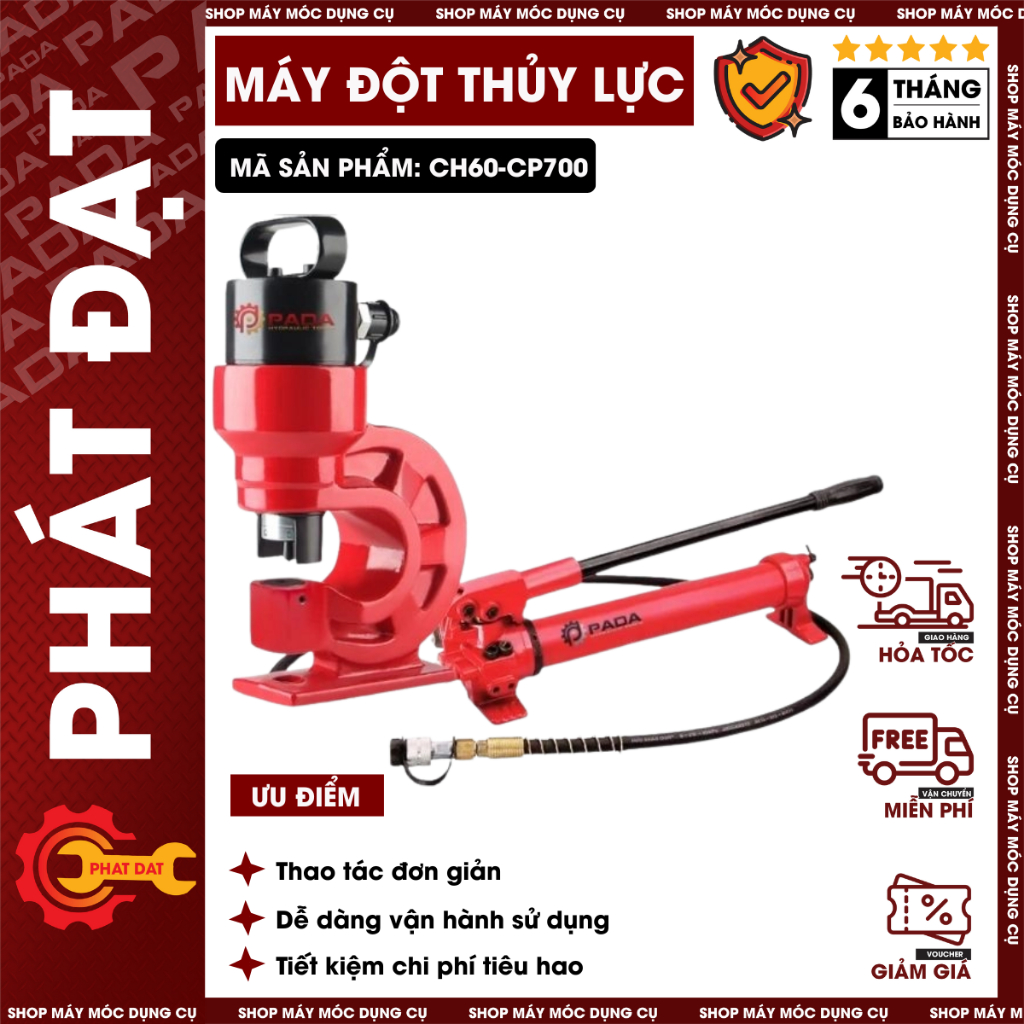 Bộ máy đột lỗ thủy lực CH60 và Bơm tay Cp700