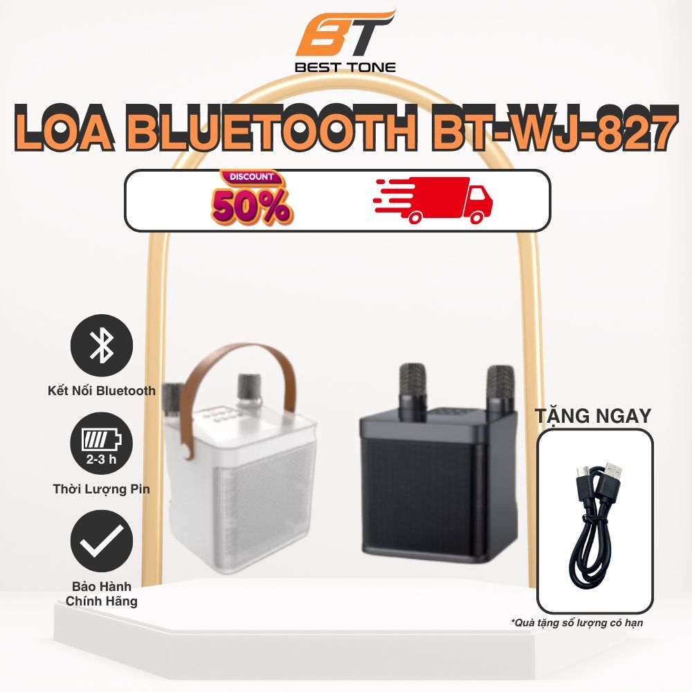 Micro karaoke không dây BT-WJ-A827, micro hát hay, bass ấm, âm thanh trong | BẰNG TRÌNH TECHNOLOGY