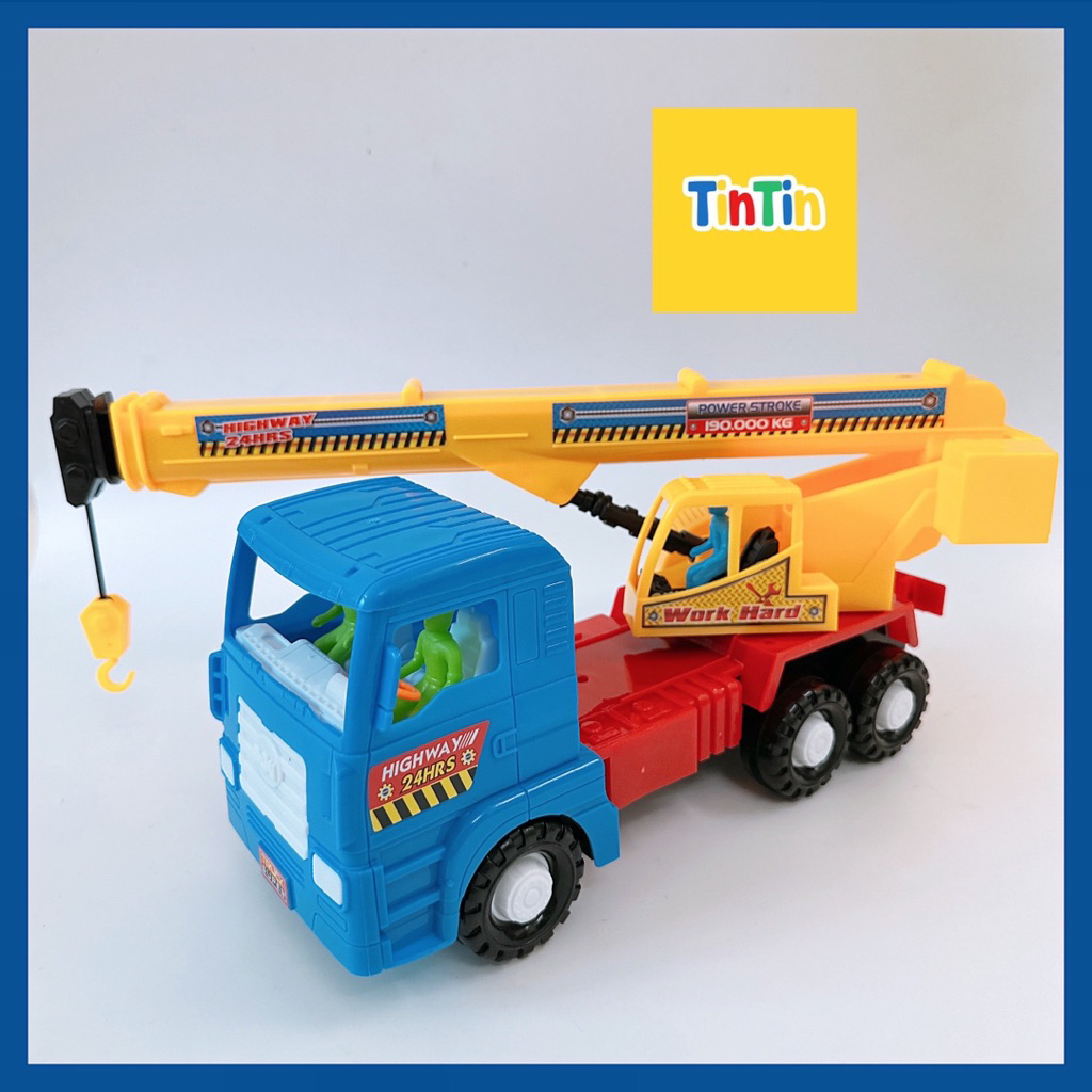 🛻 HÀNG VN - Xe Cần Cẩu Đồ Chơi Cho Bé 40cm – Xe Công Trình Chạy Trớn, Xoay Cần, Móc Cẩu – Đồ Chơi Bé