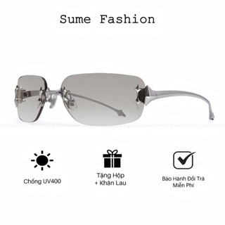  Tặng Hộp-Mắt Kính Mát Nam Nữ Y2K Tròng Kính Mát Không Viền Chống UV Gọng Kim Loại Thời Trang- 226 X 
