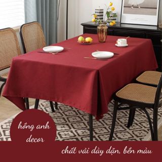  Khăn trải bàn chữ nhật vải cotton poly mềm mại chống bám bẩn bàn ăn gia đình nhà hàng 