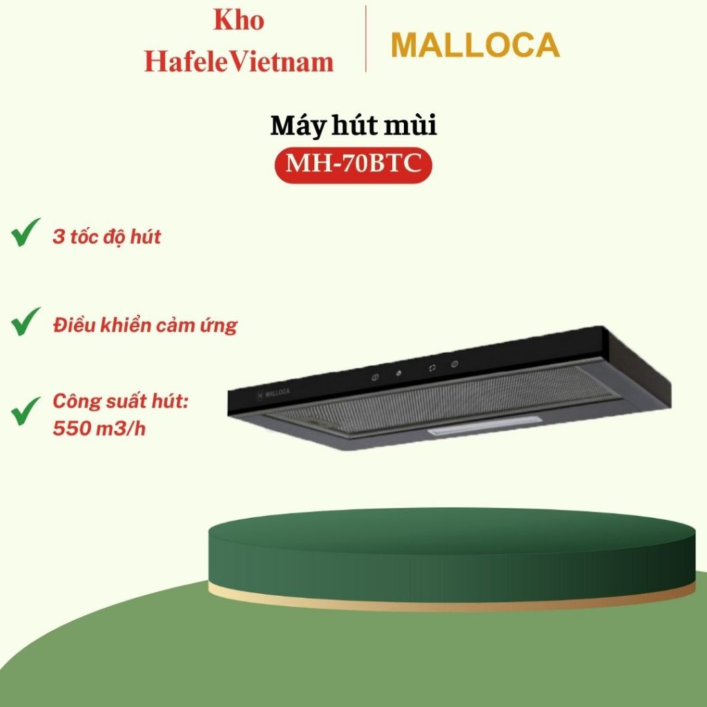 Máy hút mùi âm tủ Malloca MH 70BTC - Công Suất Lớn, Tiện Lợi, Sang Trọng