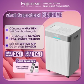Máy hút ẩm lọc không khí HEPA phòng 25-40m2 FUJIHOME, công nghệ máy nén Block cao cấp kết nối WIFI điều khiển thông minh