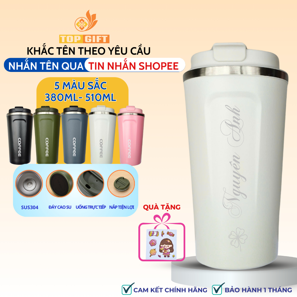Ly giữ nhiệt TopGift CF5105 dung tích 380ml và 510ml | inox 304 phong cách hiện đại