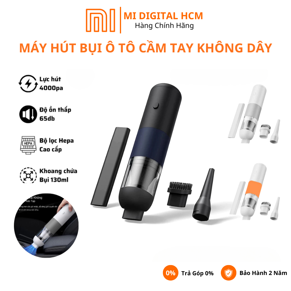 Máy Hút Bụi Cầm Tay Không Dây Ôtô V01 Lực Hút 4000Pa, Công Suất 120W Hút Bụi Nhà Và Xe Hơi, BH 2 Năm