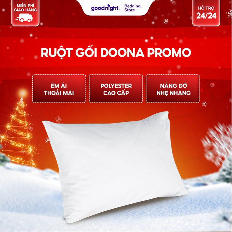 Gối Bông Siêu Nhẹ Êm Ái Goodnight Vua Nệm Amando Soft 45x65cm Nâng Đỡ Nhẹ Nhàng, Thoáng Khí