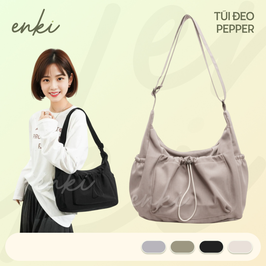 Túi Xách Nữ Vải Poly Thô Nhiều Ngăn Tiện Lợi Pepper Đeo Vai Đeo Chéo Đi Học Đi Chơi Đi Làm Hàng Ngày