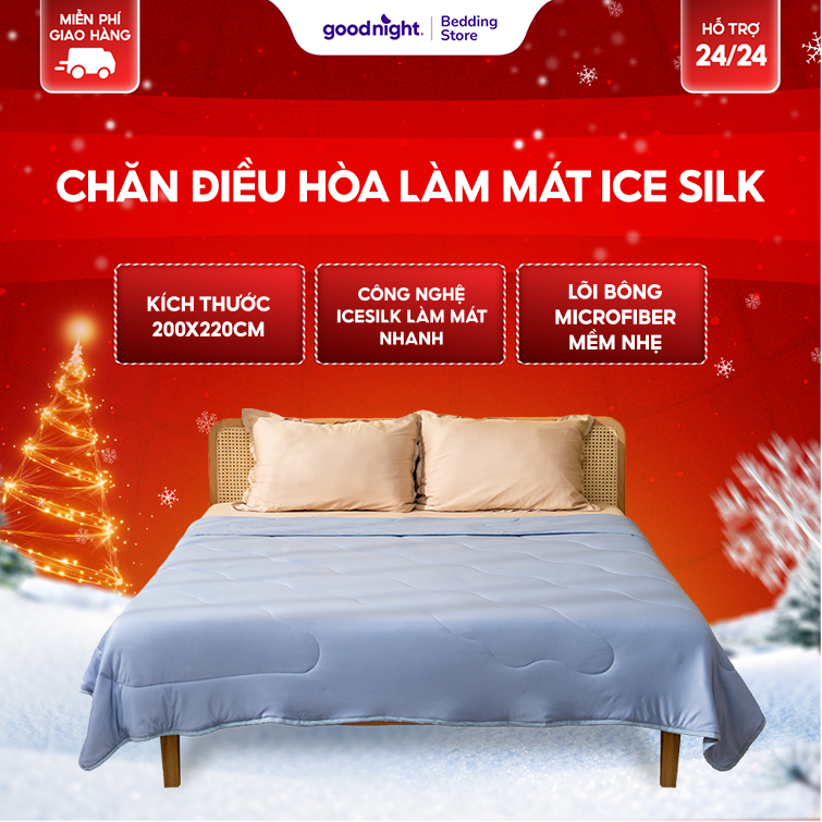 Chăn Điều Hòa Cao Cấp Amando Ice Silk Lõi Bông Nhẹ Mềm Thoáng Dễ Vệ Sinh Goodnight Vua Nệm