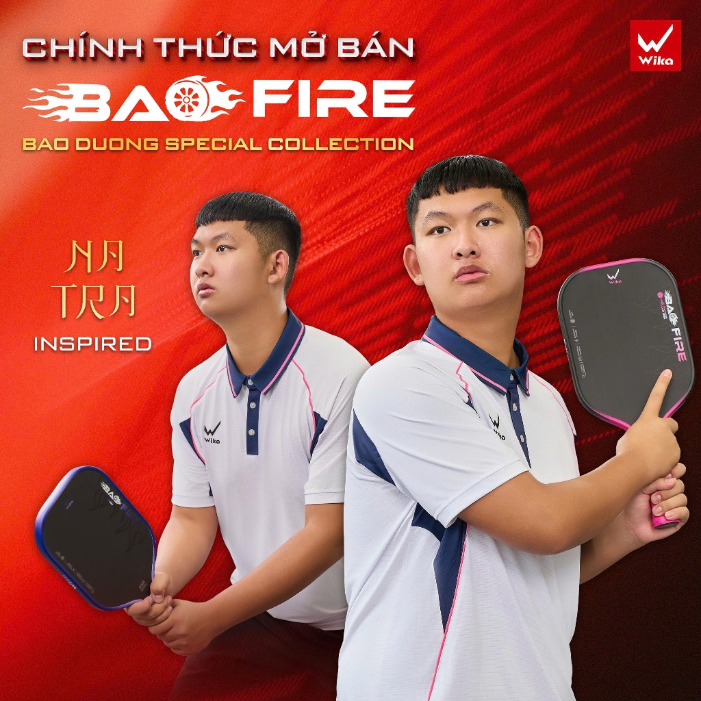 Vợt Pickleball Chính Hãng WIKA BAO FIRE, Carbon T700 Siêu Bền, Độ Nhám Tối Ưu, Trợ Lực Mạnh Mẽ