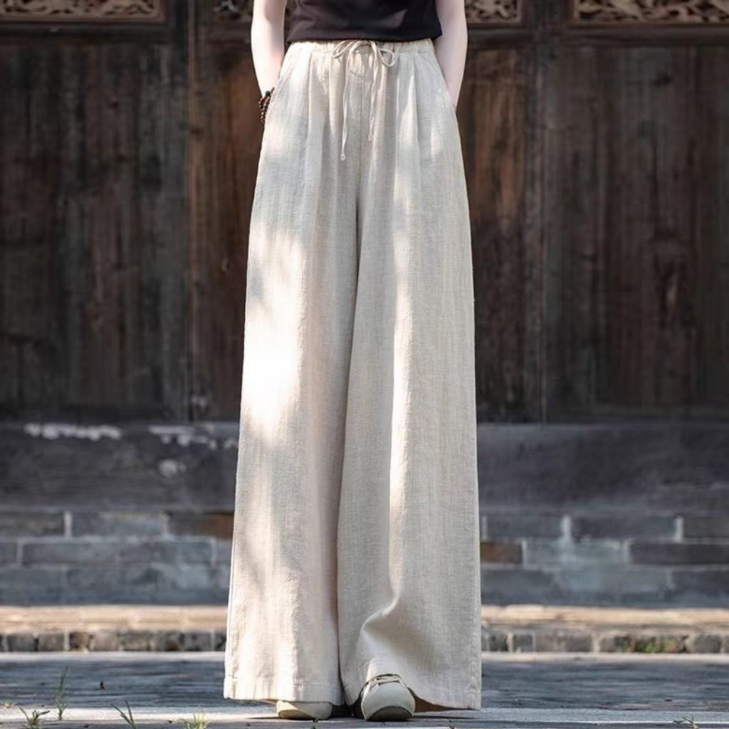 Quần ống rộng linen dài suông Tường An ( Pháp phục phật tử linen)