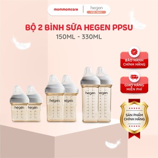 Bộ 2 bình sữa Hegen PPSU 150ml/ 240ml/ 330ml cho bé sơ sinh - chống sặc, chống đổ