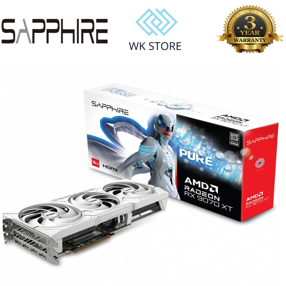 VGA Sapphire Pure Radeon RX 9070 XT 16GB 3 Fan, Mới BH 36T