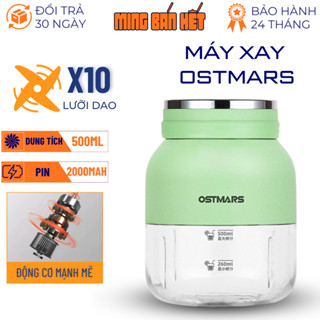 Máy Xay Sinh Tố Cầm Tay Mini OSTMARS Với 10 Lưỡi Dao Đa Năng Cối Nhựa Dung Tích 500ML.