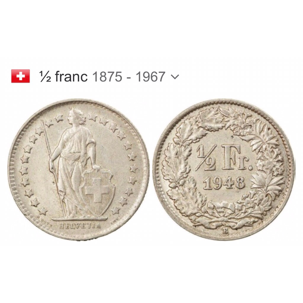 xu bạc 1/2 và 1 franc của Thụy sĩ