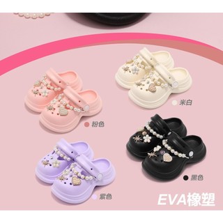  Dép Sục cho bé gái gắn Hoa chất EVA mềm êm tông màu pastel 