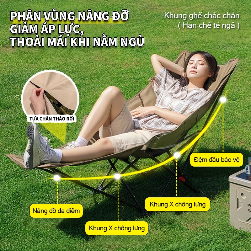 【COD】Trailtop Ghế Ngả Lưng Thư Giãn Gấp Gọn Chứa Cotton Lót Êm Ái Gấp Gọn Đi Phượt Tải Trọng 200KG | BigBuy360 - bigbuy360.vn