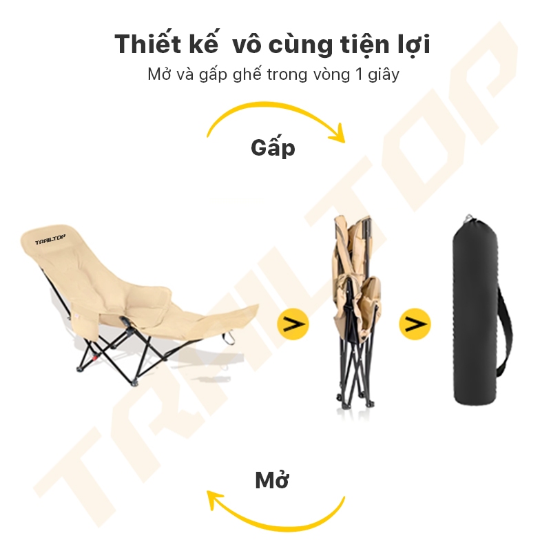 【COD】Trailtop Ghế Ngả Lưng Thư Giãn Gấp Gọn Chứa Cotton Lót Êm Ái Gấp Gọn Đi Phượt Tải Trọng 200KG | BigBuy360 - bigbuy360.vn
