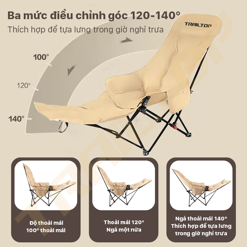 【COD】Trailtop Ghế Ngả Lưng Thư Giãn Gấp Gọn Chứa Cotton Lót Êm Ái Gấp Gọn Đi Phượt Tải Trọng 200KG | BigBuy360 - bigbuy360.vn