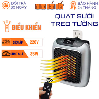 Máy Sưởi Mini Gắn Tường MINI Kèm Remote Điều Khiển Từ sa, Quạt Sưởi Mini ấm áp