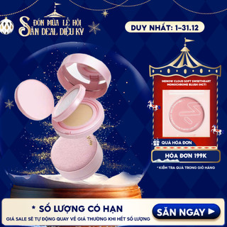  Phấn nước kèm phấn phủ 2in1 MENOW kiềm dầu dưỡng ẩm Light Makeup Powder Cushion Powder Cream 17g 