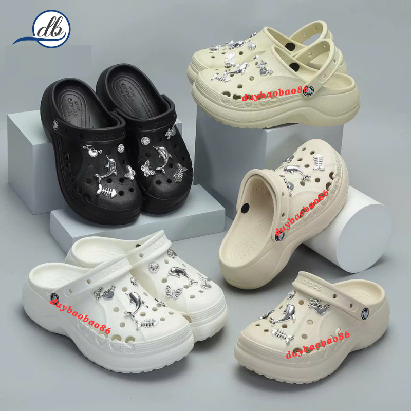 Dép sục nữ đúc nguyên khối db, thời trang dép crocs đế cao 5cm A1