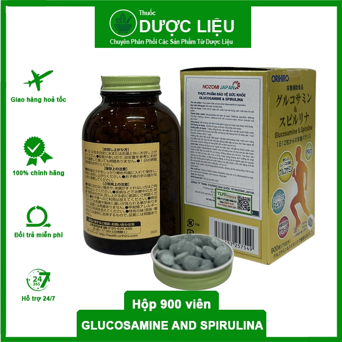 Viên bổ khớp Orihiro Glucosamine and Spirulina. Hộp 900 viên