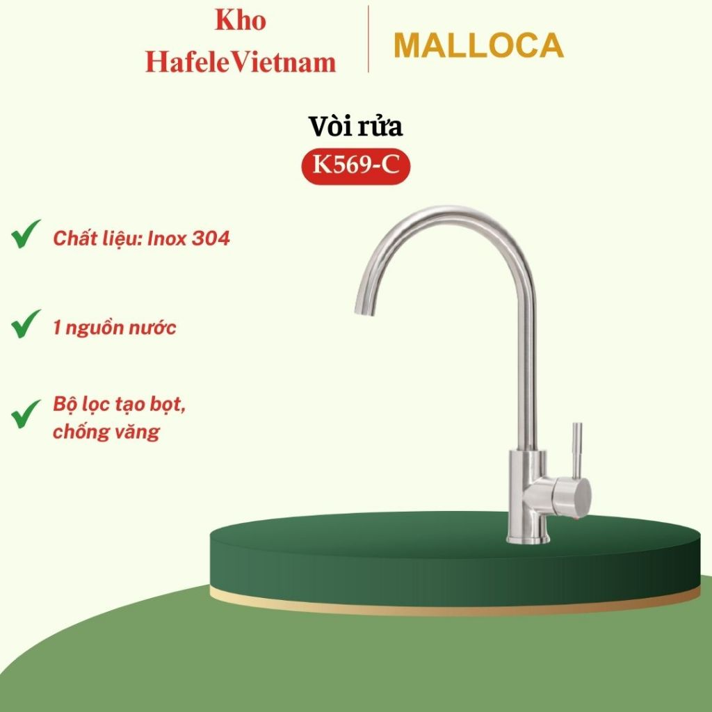 Vòi rửa chén Malloca K569-C – Vòi Rửa Chén Cao Cấp, Xoay Linh Hoạt