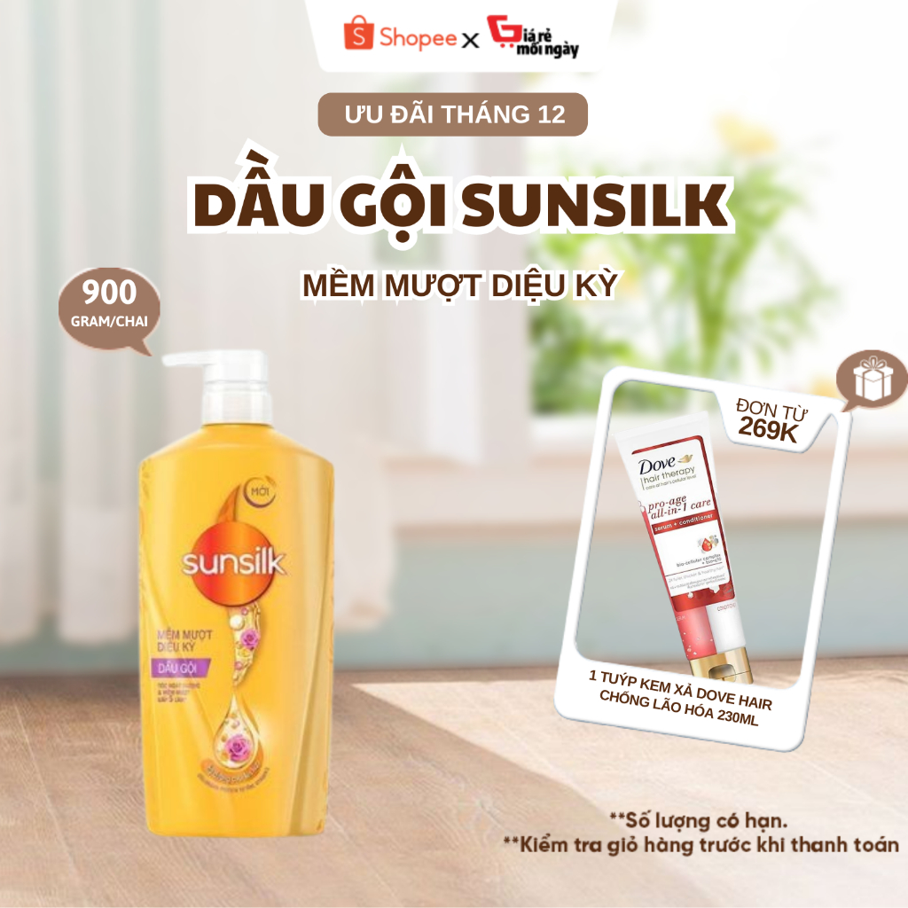 Dầu gội Sunsilk Mềm mượt diệu kỳ (Vàng) 900g