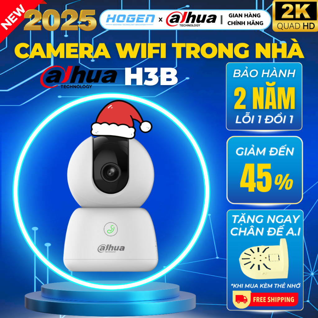 Camera Dahua Hero B1 H3B-H5B, Có Nút Gọi, Xoay 360 Độ, Tích Hợp AI, Hỗ Trợ Wifi 6, Camera Trong Nhà