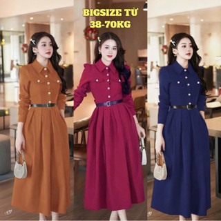   Tặng Kèm Đai  Đầm váy thiết kế bigsize EllY chân váy xếp ly dáng xoè phù hợp cho nữ đi chơi đi tiệc đi làm_N027 