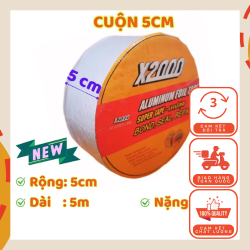 Băng Keo Chống Thấm Siêu Dính X2000 – Chính Hãng, Cuộn Rộng 5cm Dài 5m
