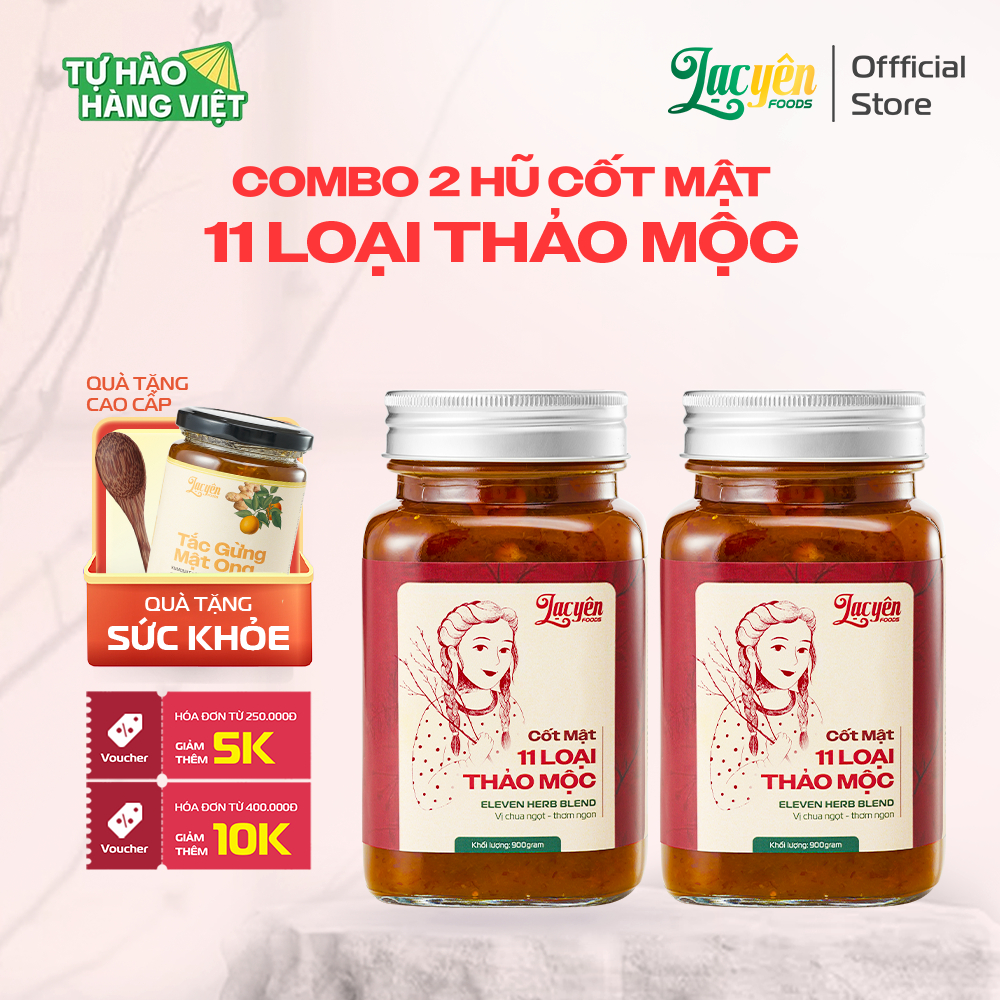 Combo 2 Hũ Cốt Mật 11 Loại Thảo Mộc Lạc Yên Foods, Thơm Đậm Thảo Dược Tự Nhiên, Vị Chua Ngọt Thanh M