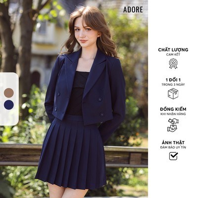 512SK1027 - Chân váy xếp ly navy/ nâu rêu ADORE