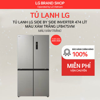   Chỉ giao miền Nam Bắc  Tủ Lạnh LG Side by Side Inverter 474 Lít màu xám trắng LFB47SVM 