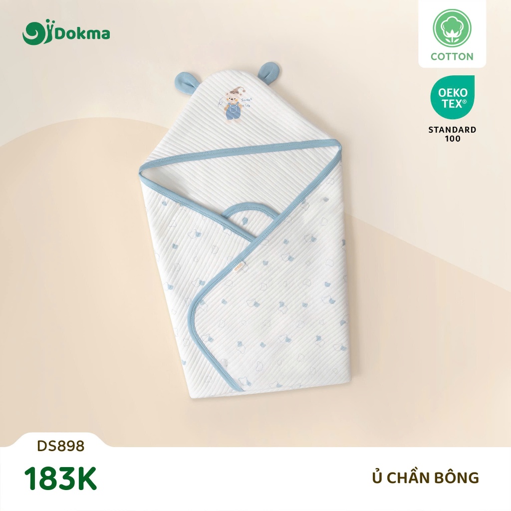 Chăn ủ trần bông Dokma DS898, chất vải cotton trần bông, KT 74*78cm