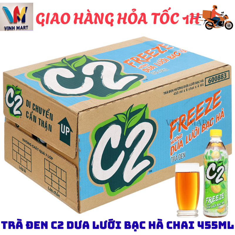C2 Dưa Lưới Bạc Hà Thùng 24 Chai 455 Ml - Vinh Mart