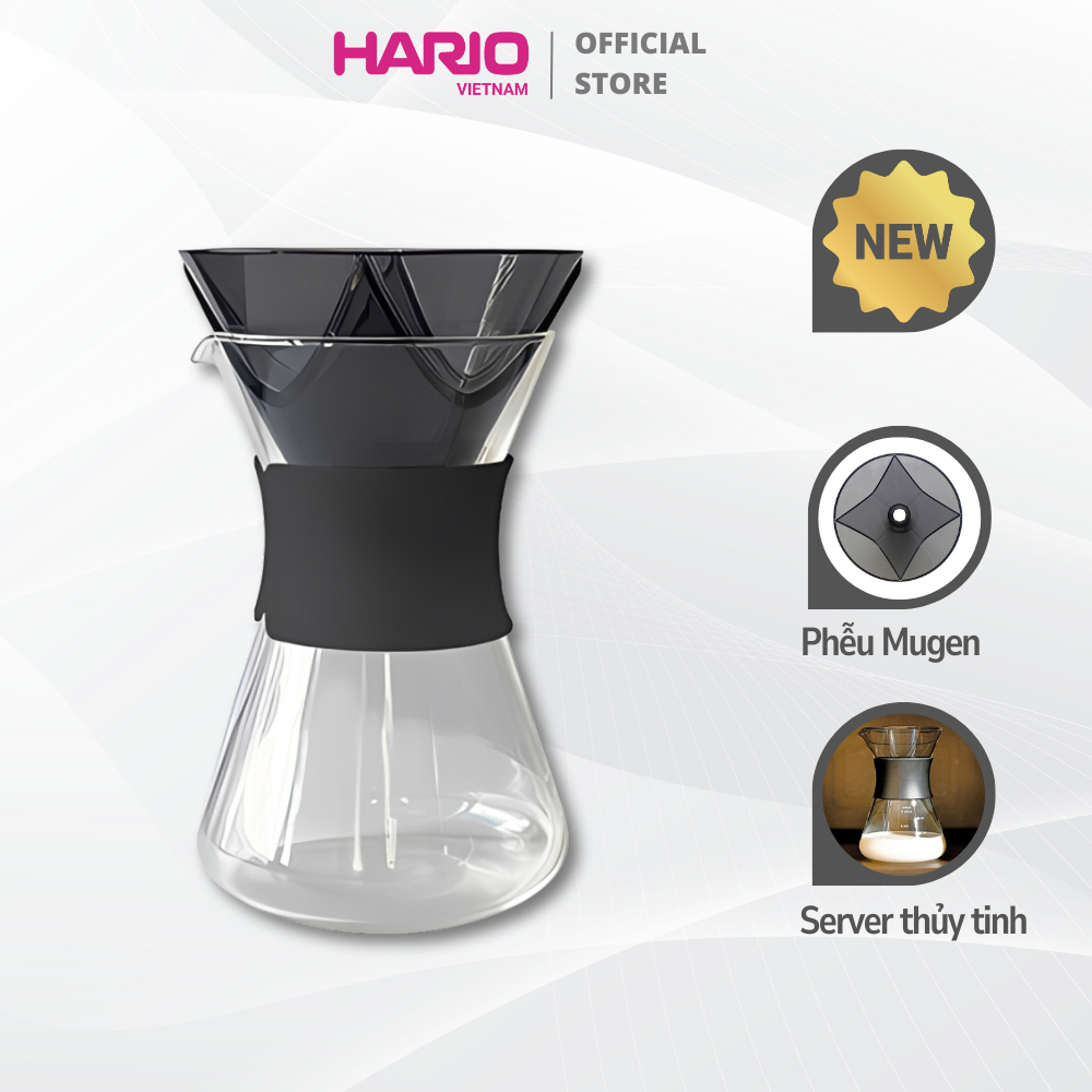 Set phễu Hario Mugen kèm bình server thủy tinh 400ml Hario easy coffee pot (phù hợp cho người mới)