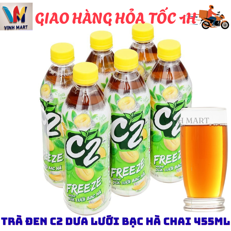 Trà C2 Vị Dưa Lưới Bạc Hà 1 Lốc 6 Chai 455 Ml