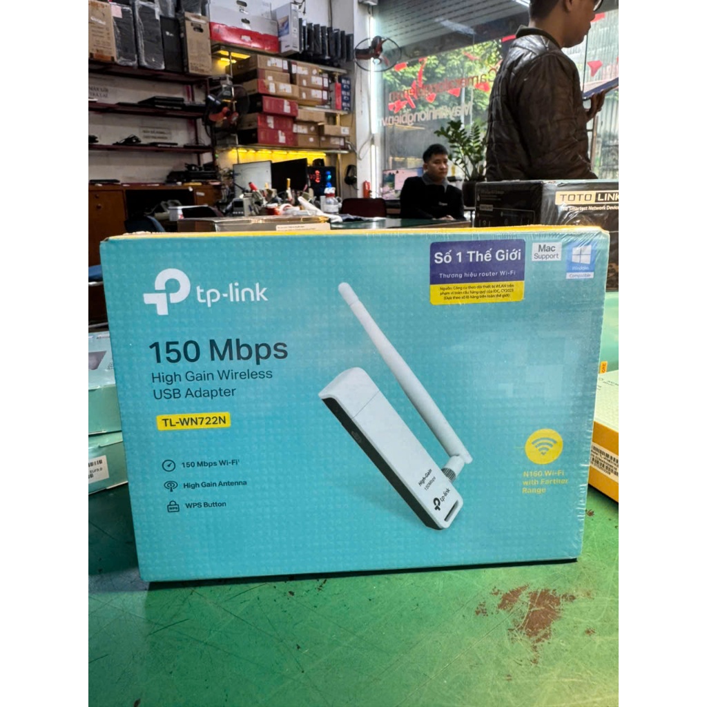 USB Wifi Bắt Sóng Wifi Tốc Độ Cao Cho PC Laptop TP-Link TL-WN722N chuẩn N tốc độ 150Mbps có râu