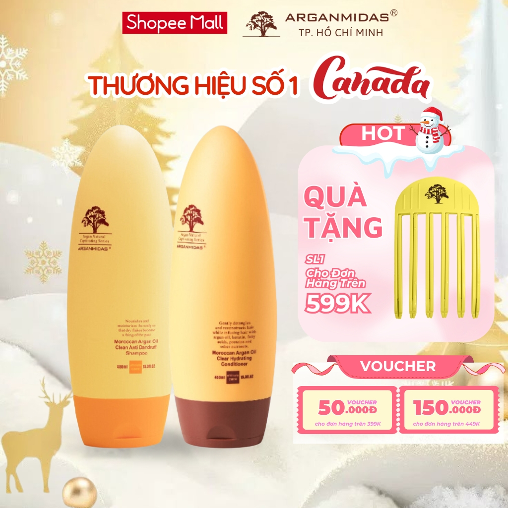  Combo Dầu gội trị gàu sạch gàu Arganmidas và xả giúp giảm ngứa da dầu chắc khỏe chân tóc 450ml 