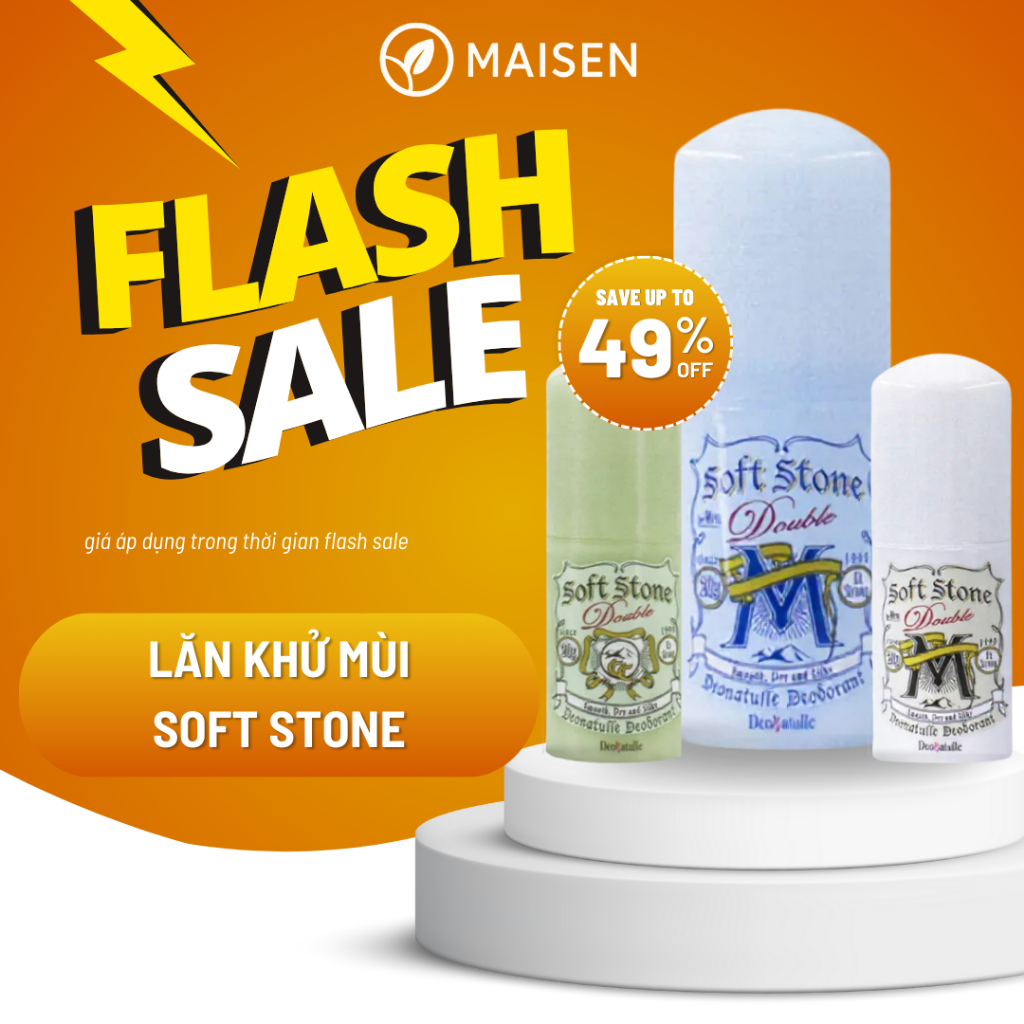 Lăn khử mùi đá khoáng sáp Soft Stone - khử mùi, không gây ố vàng